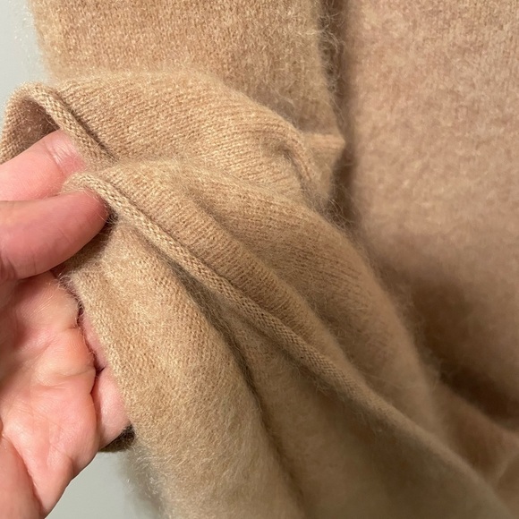 🦭Fuzzy Cashmere Long Coat Jacket Cardigan Tan Neutral m banana Republic duster - Picture 10 of 13